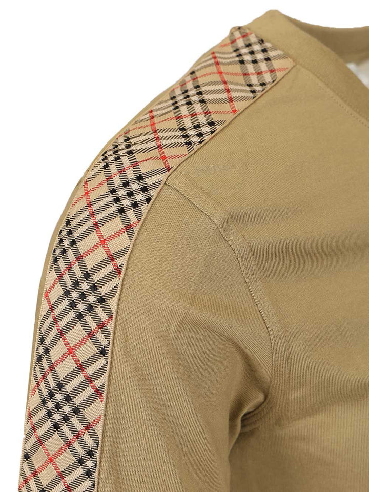Burberry Cotton  With Check Trim T-Shirt - Beige | 3c8d6b82252b1634f93e4a045ff2c9c0cccf091a