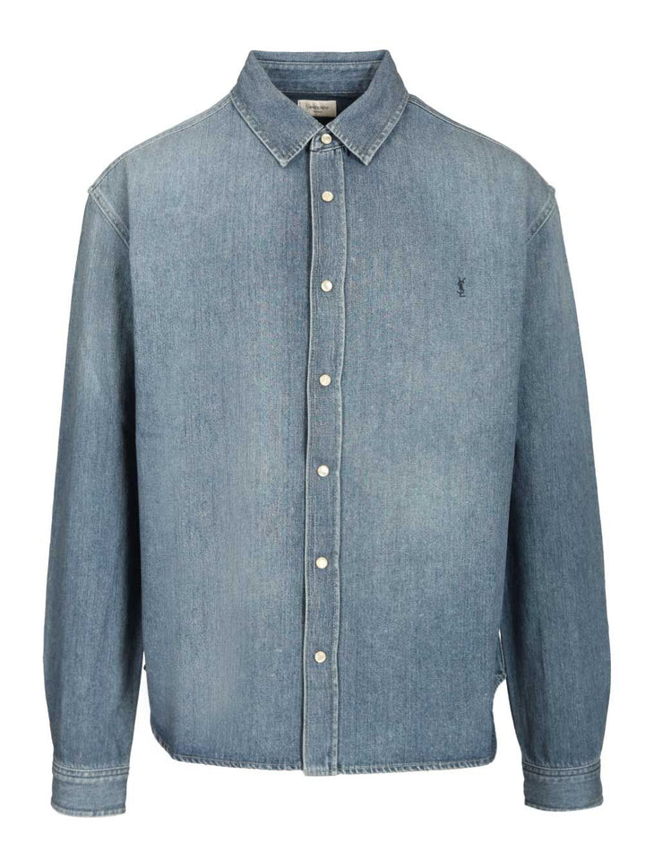 Saint Laurent Cassandre Denim Shirt Shirts - Blue | 6d88f59a1a86a014484c99261dff9b6cc0dc6602