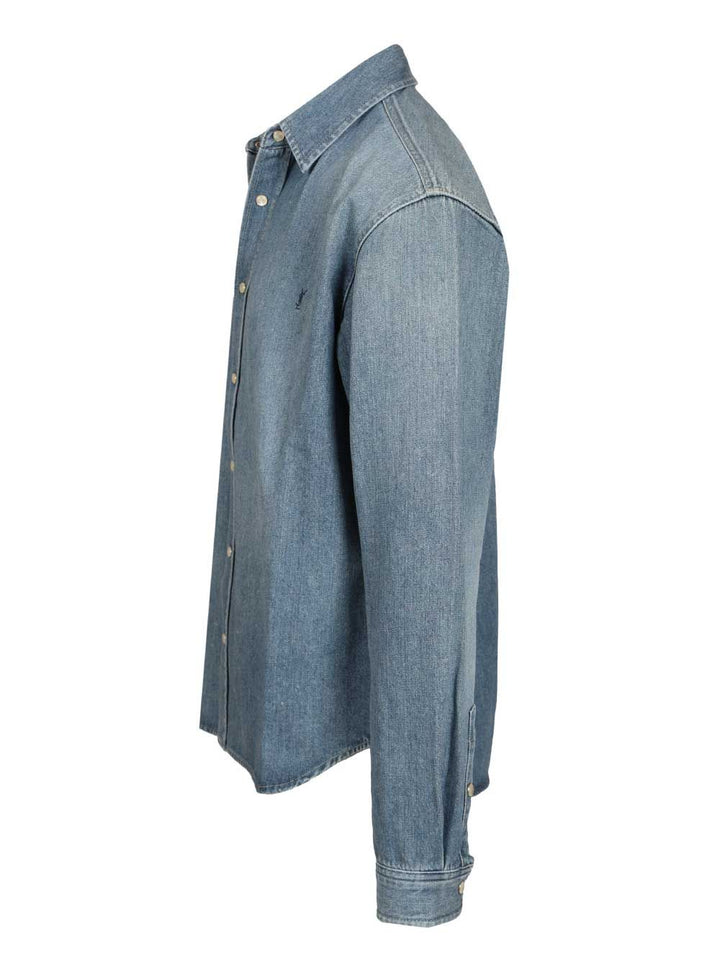Saint Laurent Cassandre Denim Shirt Shirts - Blue | 042feed60e5103164c81b7746a7c12f83f51e890