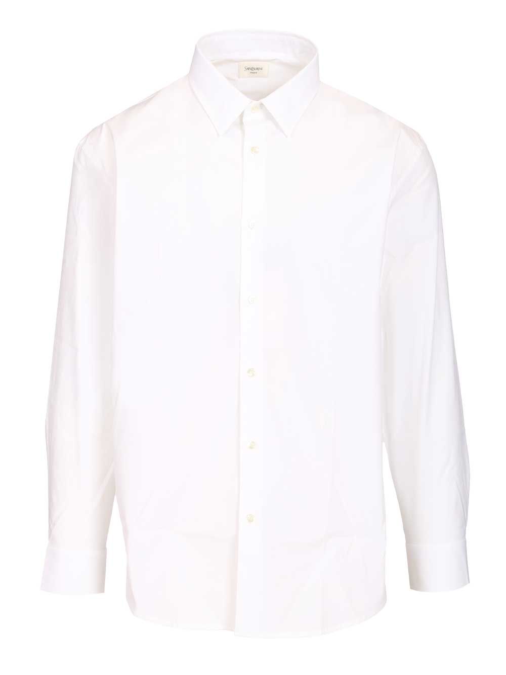 Saint Laurent Cassandre Shirt In Stretch Cotton Poplin Shirts - White | 64735840ca301a585f549614c5645aab9f444353