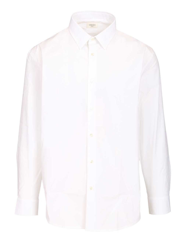 Saint Laurent Cassandre Shirt In Stretch Cotton Poplin Shirts - White | 64735840ca301a585f549614c5645aab9f444353