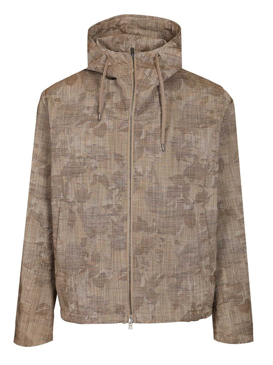 Hoodie Jkt Membranated Jacquard Jackets Brown