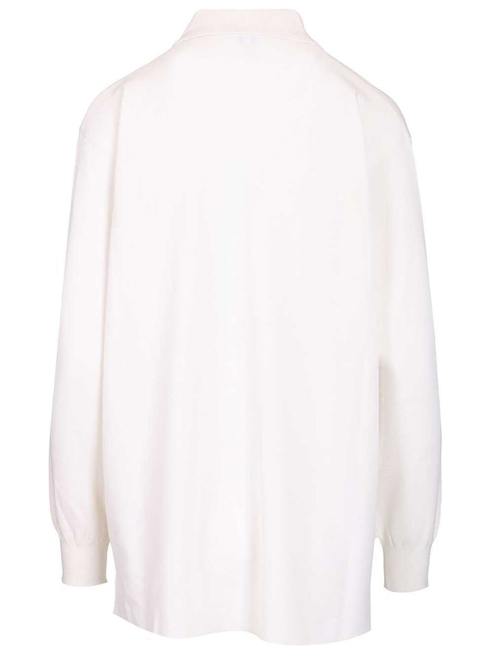 Loewe Cashmere And Silk Blend Polo Shirt Knitwear - White | 01cffa84370754113e00b32c2ba15d00965bf8c2