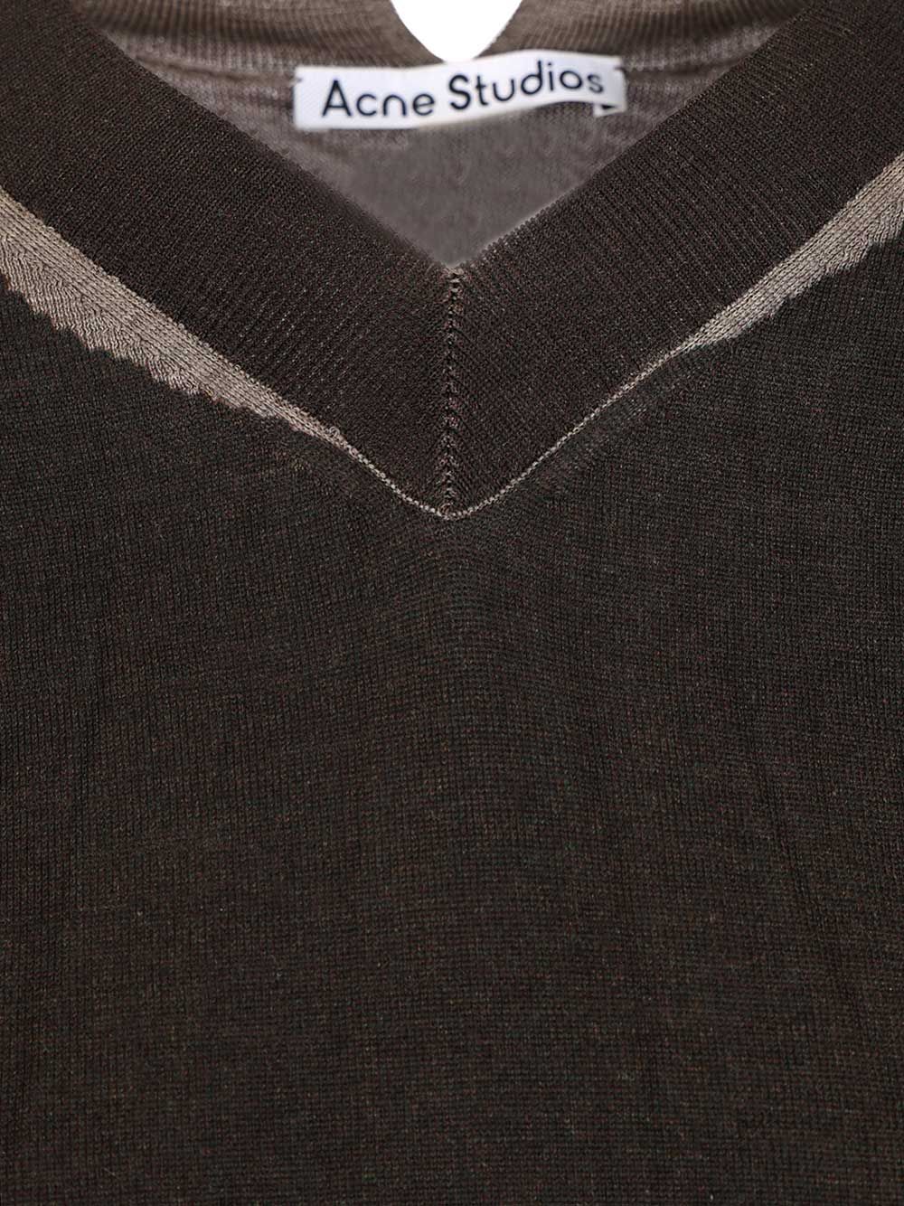 Acne Studios Crumpled V-Neck Sweater Knitwear - Brown | edcfc3e028974e140c0d87dda020f70f63b71d4f