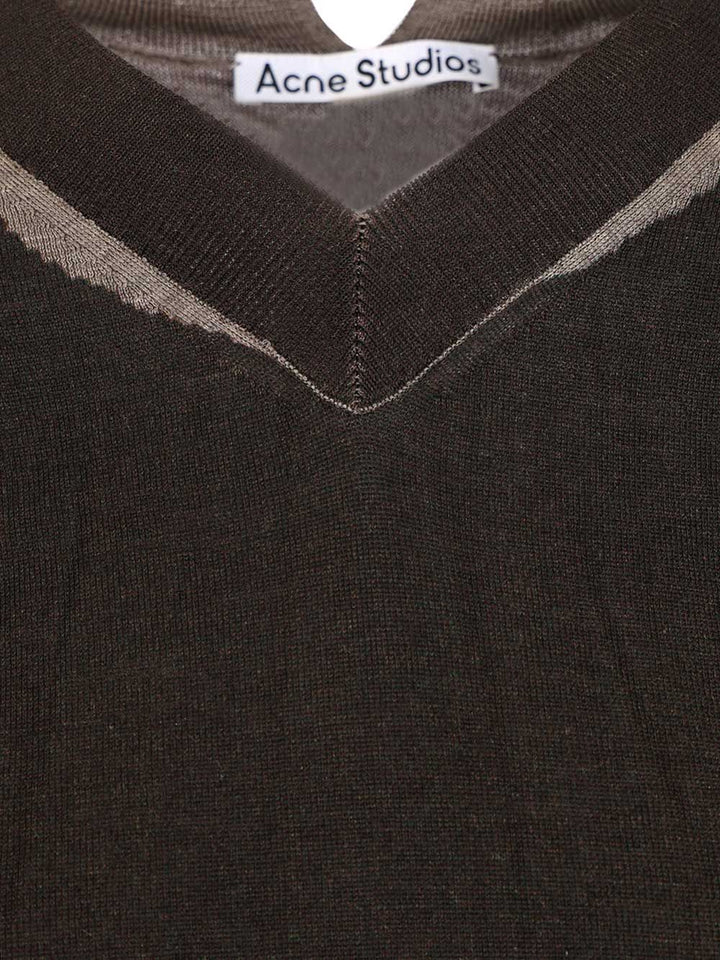 Acne Studios Crumpled V-Neck Sweater Knitwear - Brown | edcfc3e028974e140c0d87dda020f70f63b71d4f