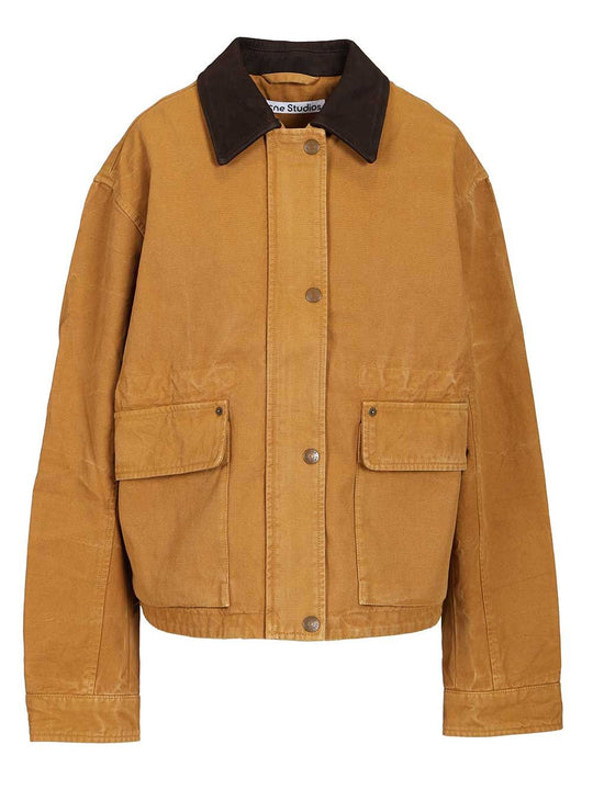 Suede Jacket With Leather Collar Jackets Orange