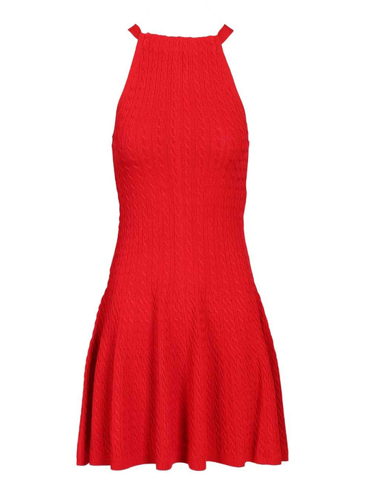 Cable Knit Halter Dress Dresses Red