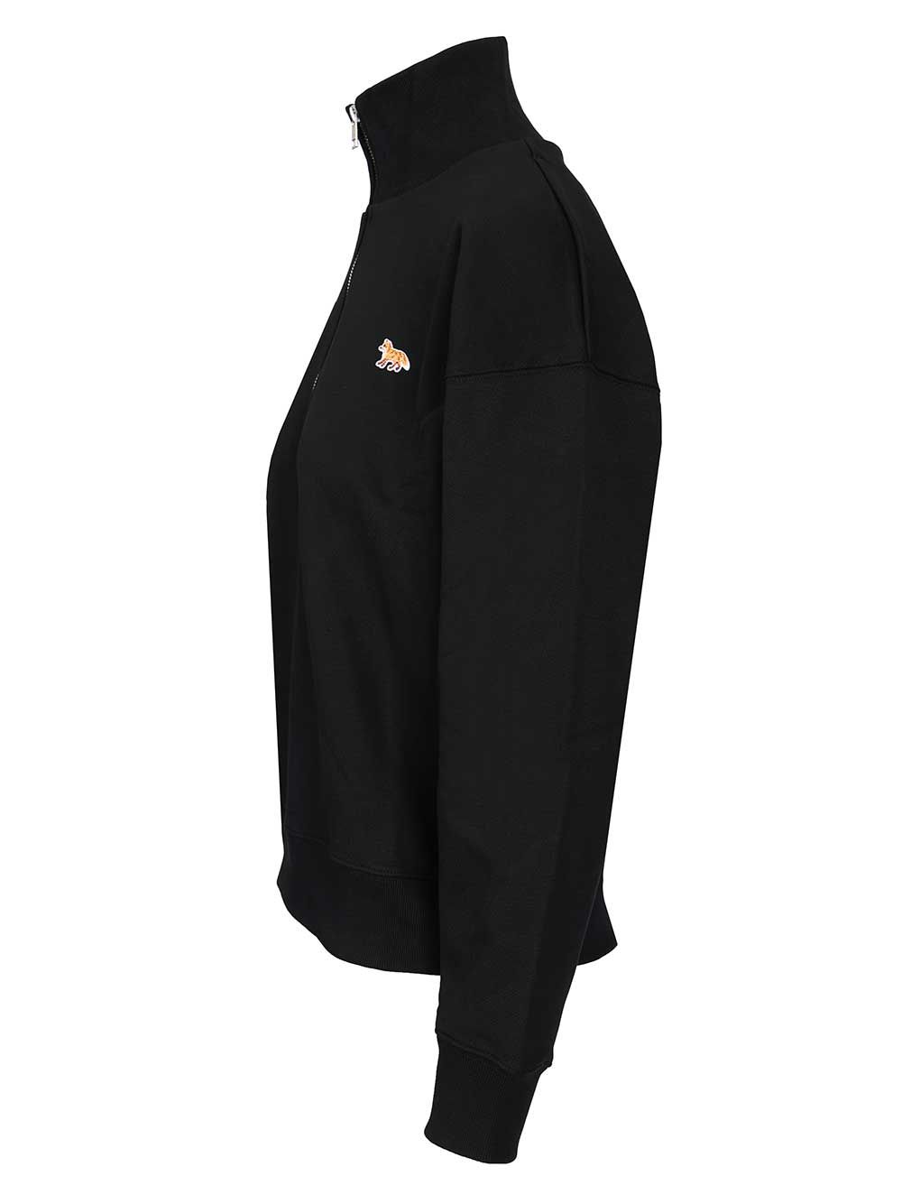 Maison KitsunÉ Baby Fox Half Zipped Sweatshirt Sweatshirts - Black | f6b688a853696f2ff841c241f28bb901ab77313c