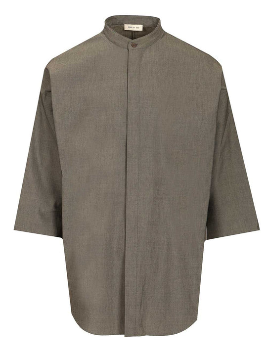 Mandarin Relaxed Shirt Ss Shirts Grey
