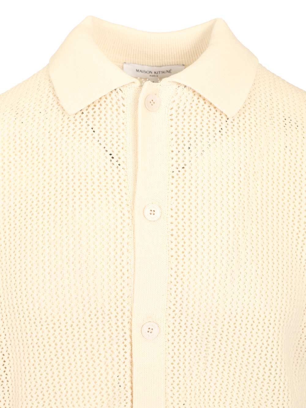 Maison KitsunÉ Short-Sleeved Cardigan Knitwear - White | 007c1ef4d604860cce7502c88d9214c2bd1fa7bd