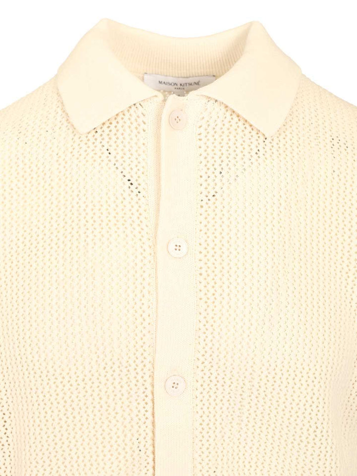 Maison KitsunÉ Short-Sleeved Cardigan Knitwear - White | 007c1ef4d604860cce7502c88d9214c2bd1fa7bd