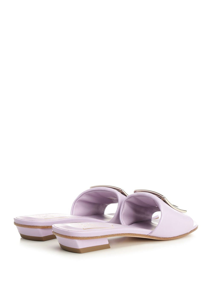 Roger Vivier Belle Vivier Leather Mules Sandals - Violet | eb497ae985e7921de2c72f5ddda8411195c7d543
