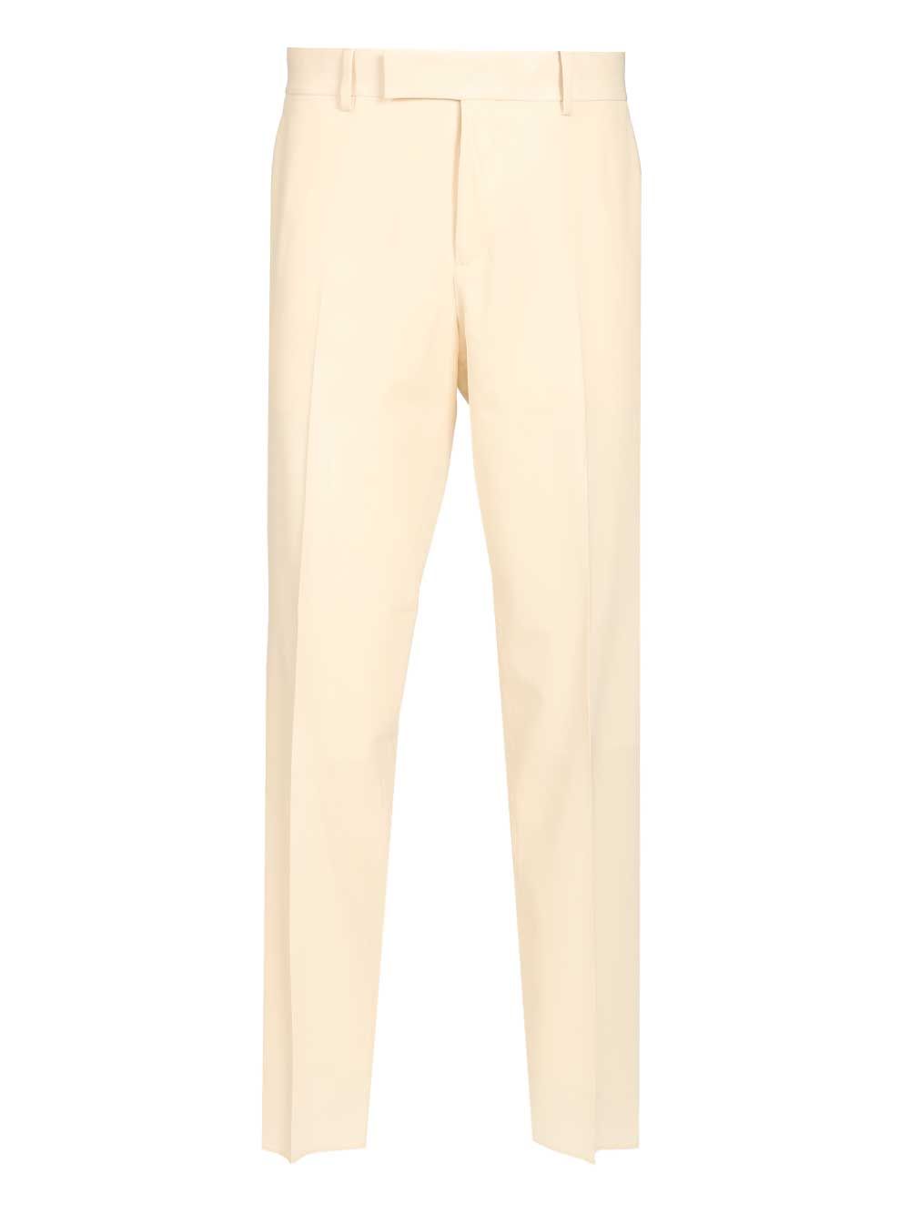 Fendi Adv - Look 77 - Straight Leg Gabardine Pants Trousers - Beige | 97065f3ae8963809ccc8949c914b6576c4b8bc45