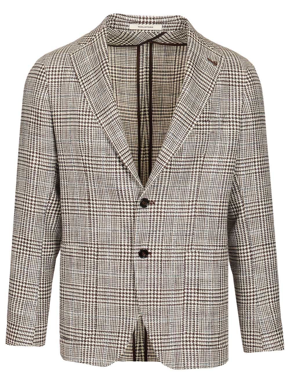 Tagliatore Monte Carlo Prince Of Wales Blazer Jackets - Brown | 736add48f64f9e0aff1ea86b4d16f5cd0fff0916