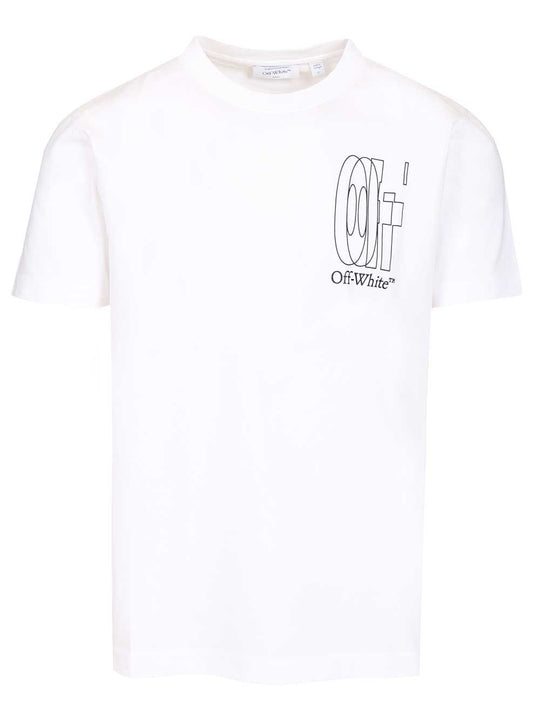 Outline Double Arrow Slim T-Shirt White