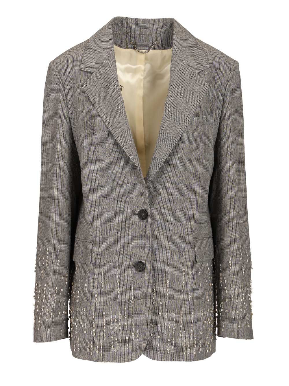 Golden Goose Deluxe Brand Prince Of Wales Blazer With Crystals Jackets - Grey | dee75d0584132a2c32b781f072a1d48d87652459