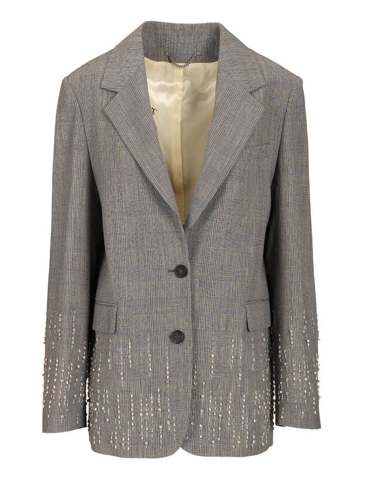 Golden Goose Deluxe Brand Prince Of Wales Blazer With Crystals Jackets - Grey | dee75d0584132a2c32b781f072a1d48d87652459