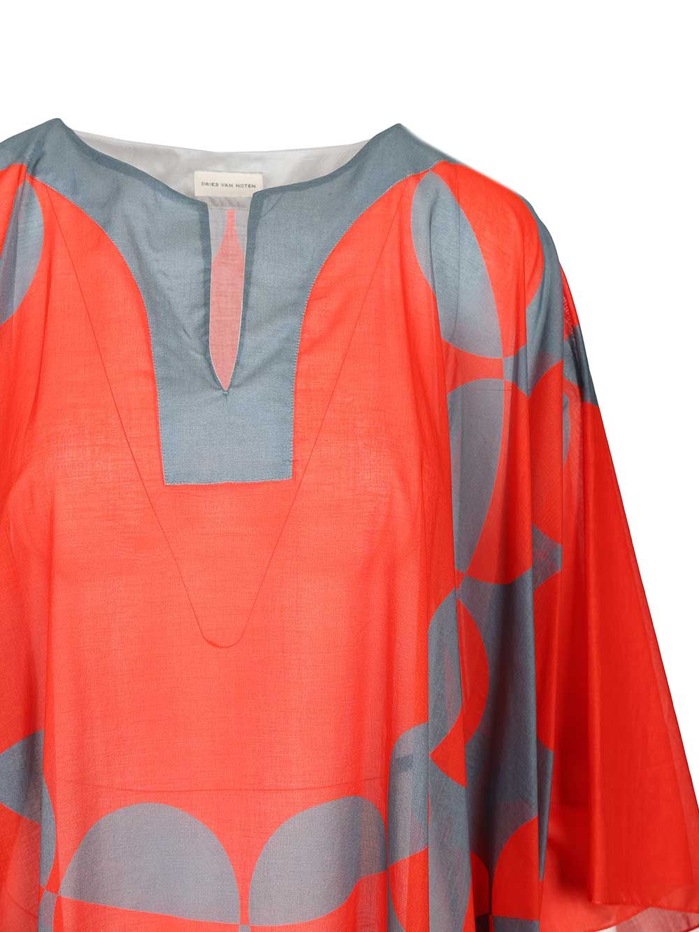 Dries Van Noten Cotton Kaftan With Geometric Print Swimwear - Multicolor | bf83932712a462cd99020ba255bbc389c62ac690