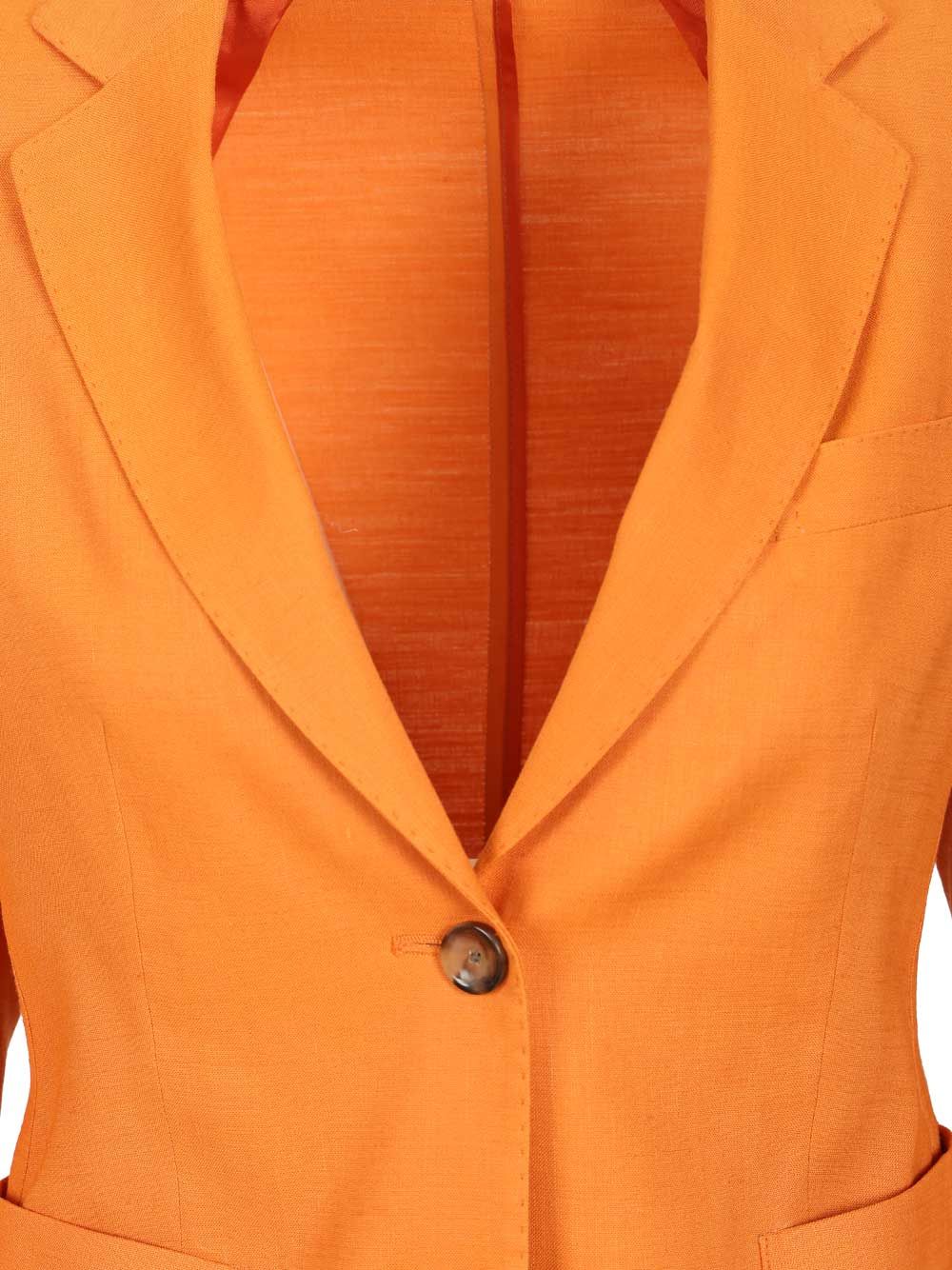 Latorre Single-Breasted Linen Blend Blazer Jackets - Orange | 1021b507378bcc29e3b05f5ed5b5d03e2931abe3