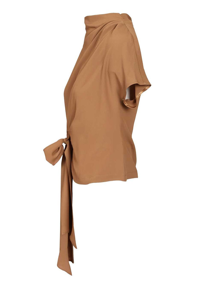 Federica Tosi Crepe De Chine Blouse Tops - Beige | 4474816745482b040d8bfd5ddce67b484101644d