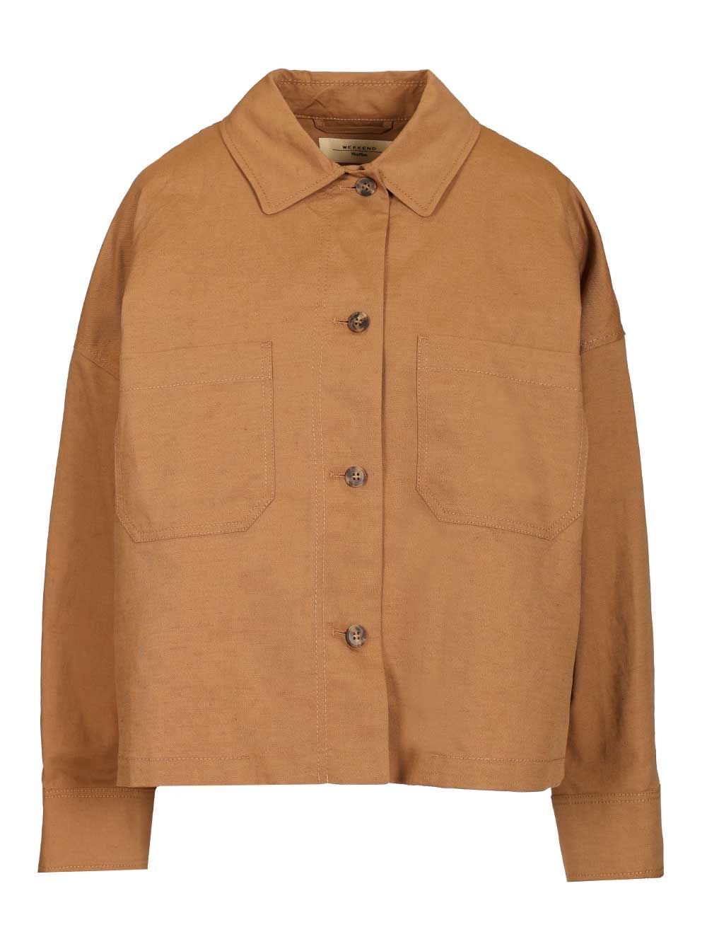 Weekend Max Mara Oversized Jacket In Cotton And Linen Mat Jackets - Brown | 7dc202701042bbcf367433612d5edd27d569173d