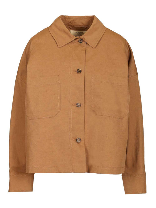 Oversized Jacket In Cotton And Linen Mat Jackets Brown