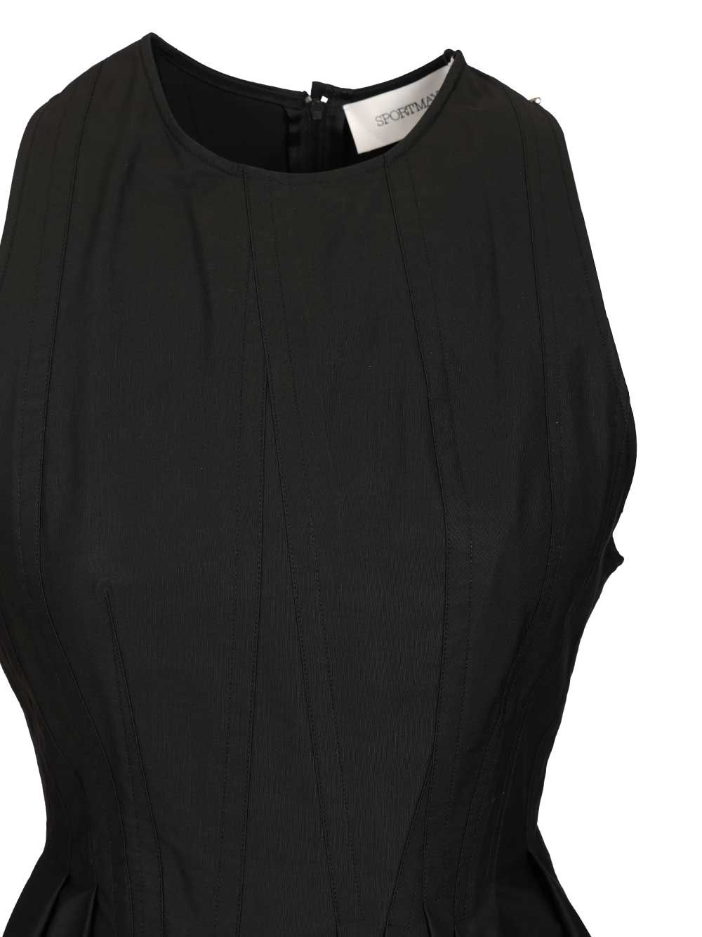 Sportmax Ara Sleeveless Washed Cotton Mini Dress Dresses - Black | 3f5e6e5eebfc54332906178e35908c170d322f5b