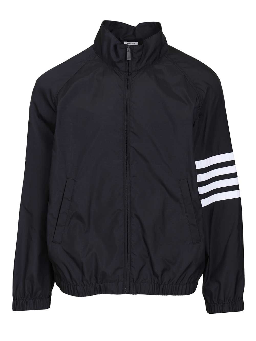 Thom Browne Zip Front Raglan Track Jacket W/ 4 Bar In Shiny Ripstop Jackets - Blue | 05983f7833754ade53e9a38963590ef91372749d