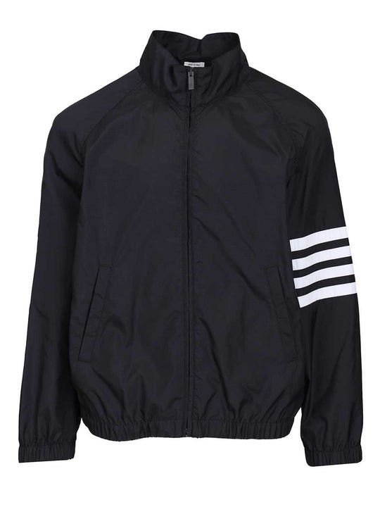 Zip Front Raglan Track Jacket W/ 4 Bar In Shiny Ripstop Jackets Blue