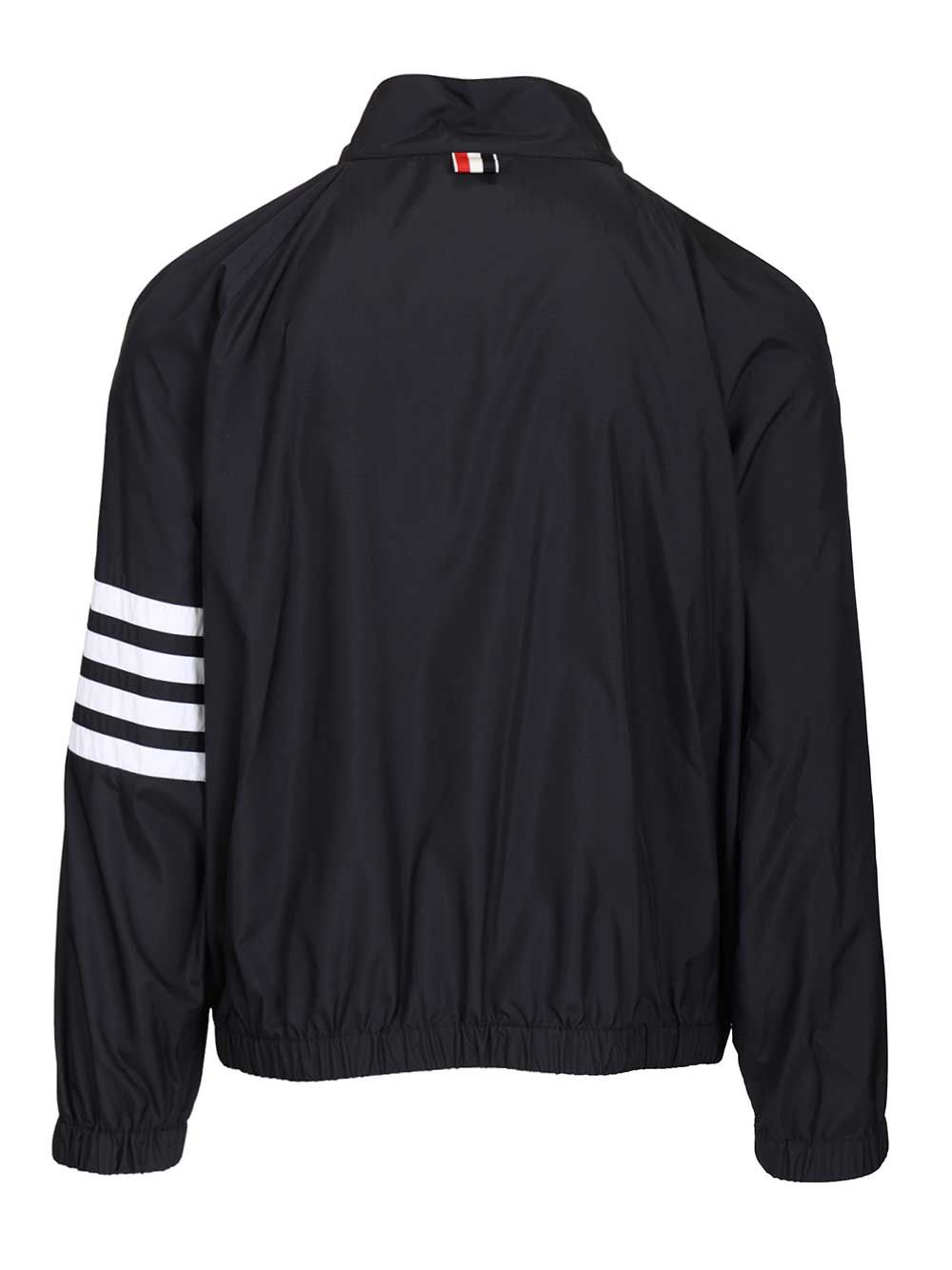 Thom Browne Zip Front Raglan Track Jacket W/ 4 Bar In Shiny Ripstop Jackets - Blue | 7db01d26be173fb5796665e9baa51a7785c6fd9e