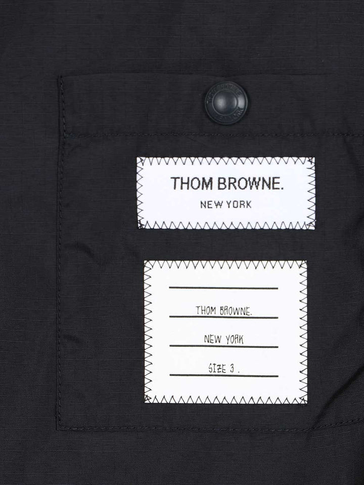 Thom Browne Zip Front Raglan Track Jacket W/ 4 Bar In Shiny Ripstop Jackets - Blue | ac62c0f64cc7fab5a9e54eedaba30e1d7fd77c0f