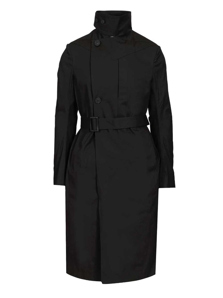 Rick Owens Temple Mastodon Trench Coat Coats - Black | 68622c4fc024f4a3bba0ee6fde2dbd90f435b1e8