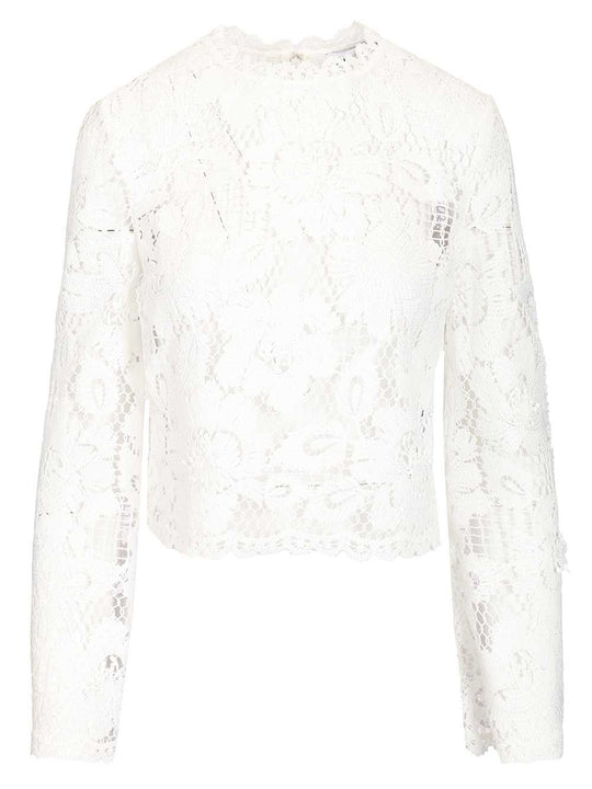 White Crochet Lace Top Tops White