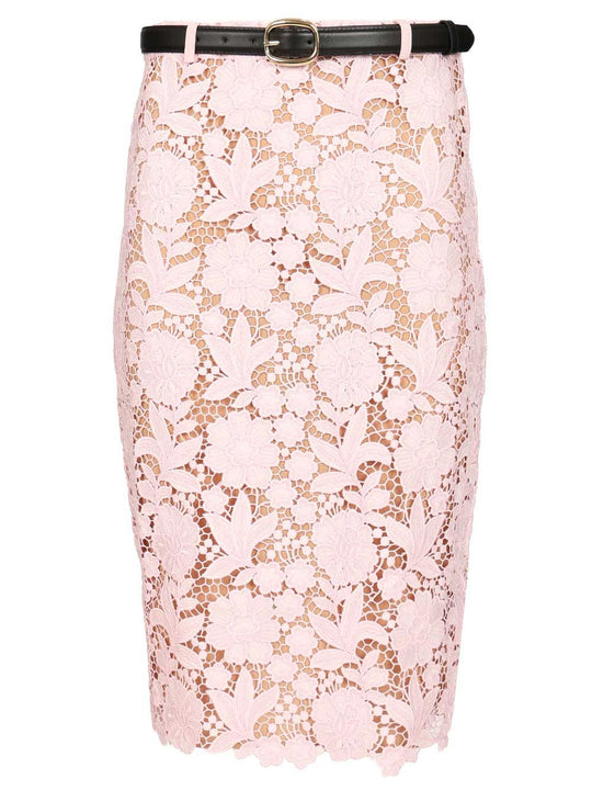 Pink Lace Midi Skirt Skirts Rose