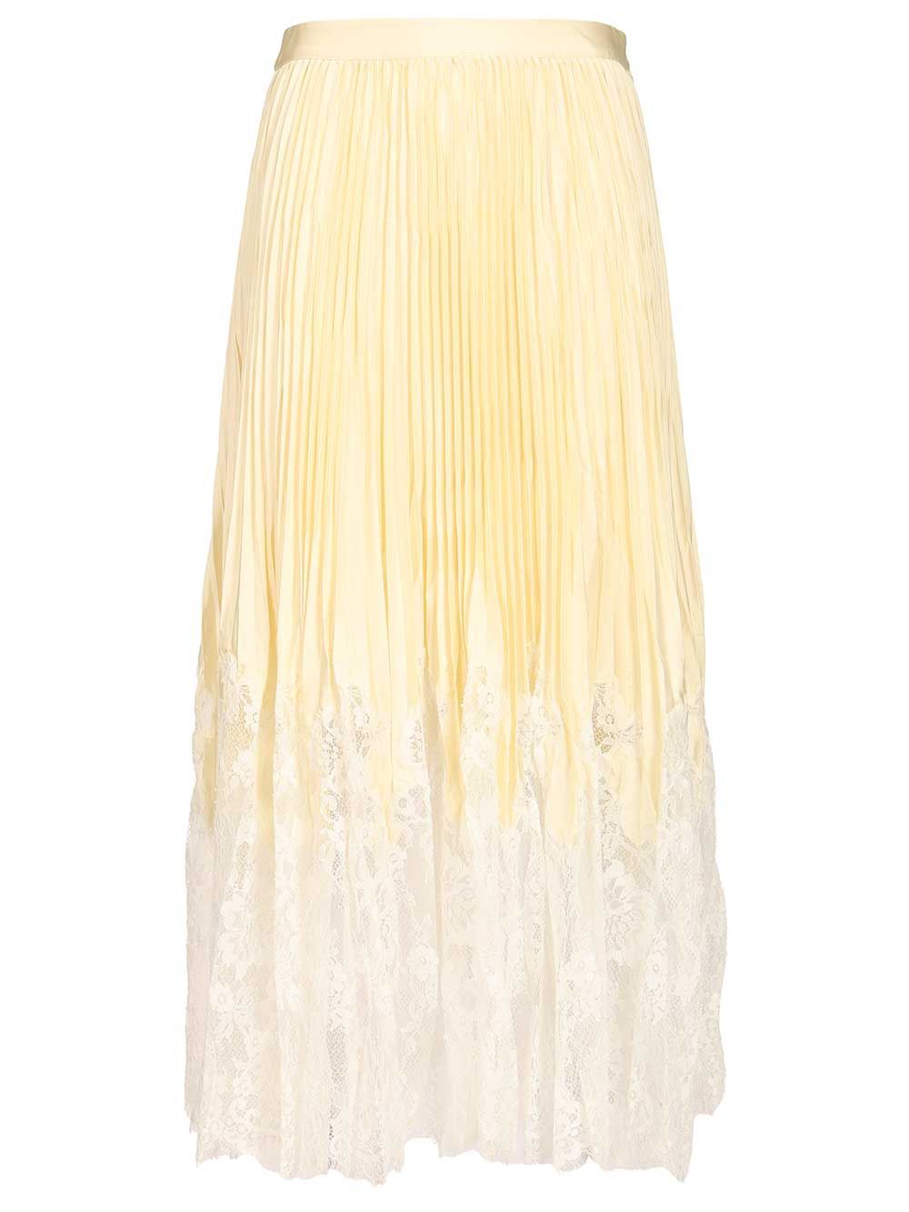 Self-Portrait Yellow Satin Lace Midi Skirt Skirts - Yellow | b7fe2068a43abfe738461f9e8883e08a639c710d
