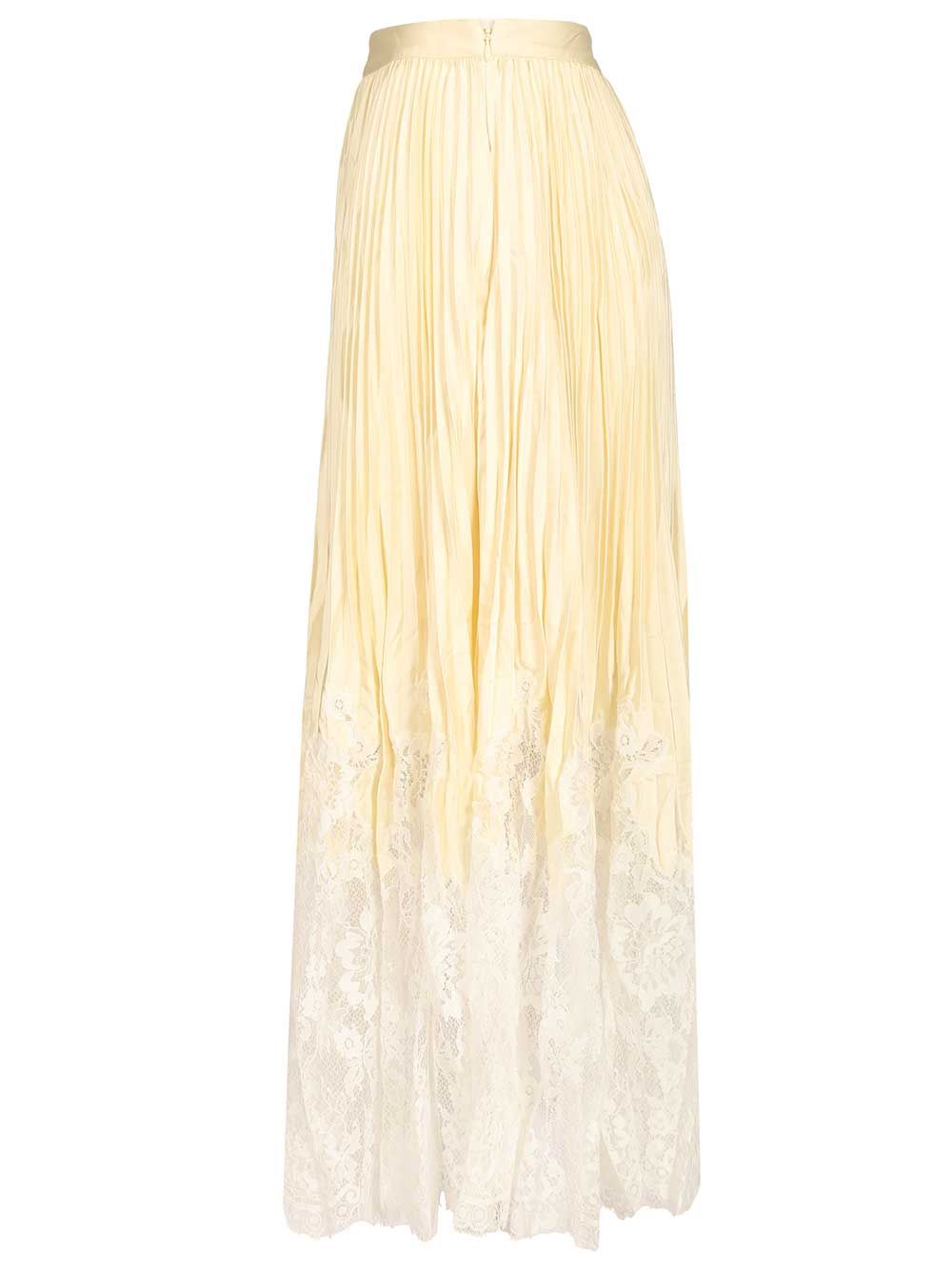 Self-Portrait Yellow Satin Lace Midi Skirt Skirts - Yellow | 8f7b8889a5175414c02bc7438d7afbb8268ef008