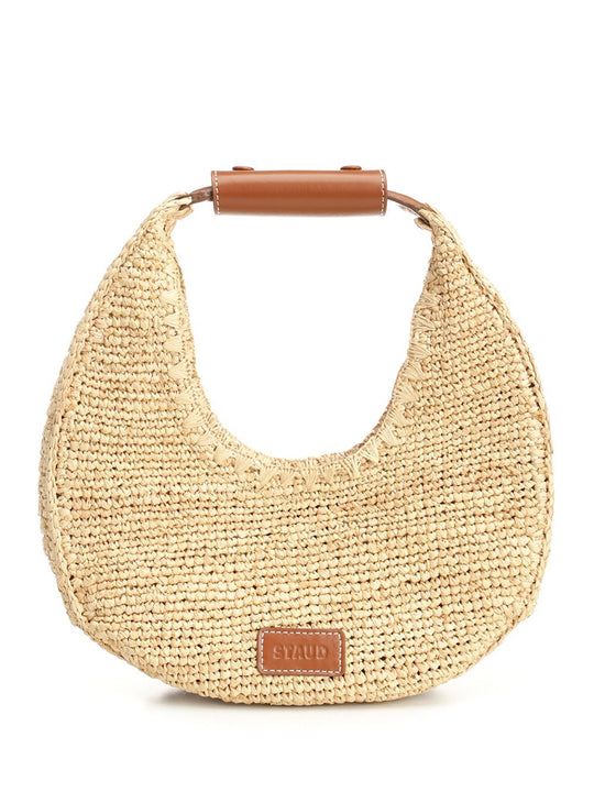Moon Raffia Tote Bag Shoulder Bags Beige