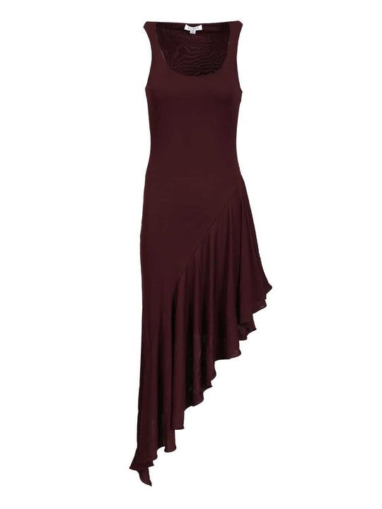 Asymmetrical Dress In Flowing Jersey Dresses Bordeaux