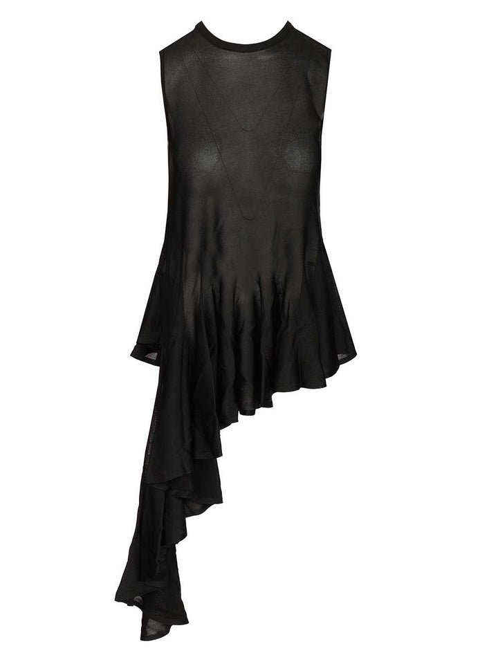 AlaÏA Asymmetrical Top With Godet Tops - Black | f3e410080be75d3b5061009825a10067d882f27c