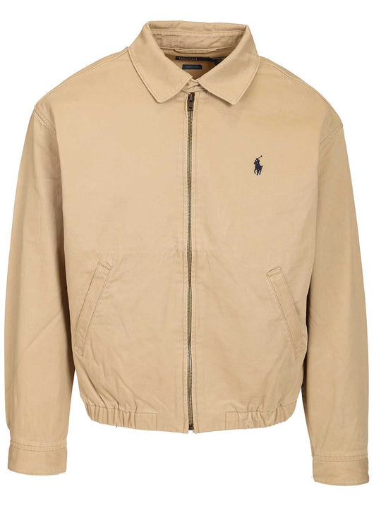 Lined-Windbreaker Piece Dyed Cotton Twill Jackets Beige