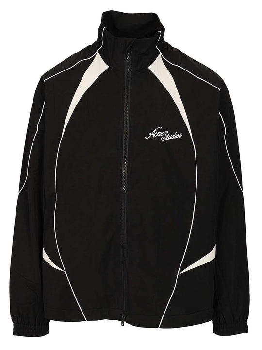 Zip-Up Jacket Black/White With Embroidery Jackets Black