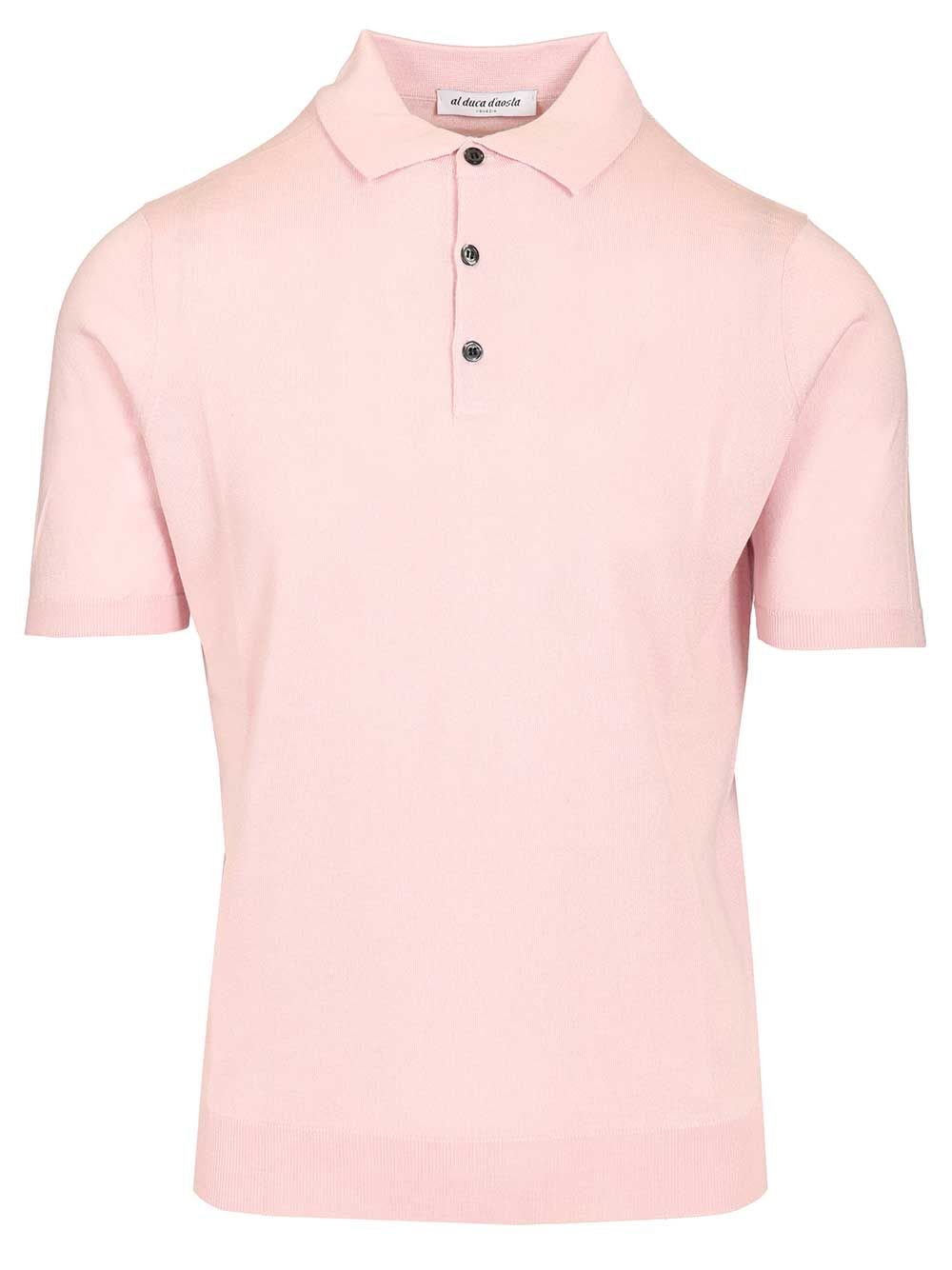 Al Duca D'Aosta Silk And Cashmere Polo shirt - Rose | 7734b7ef25f3869277f96e1ce697ac1146e8fb23