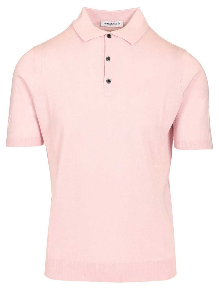 Al Duca D'Aosta Silk And Cashmere Polo shirt - Rose | 7734b7ef25f3869277f96e1ce697ac1146e8fb23