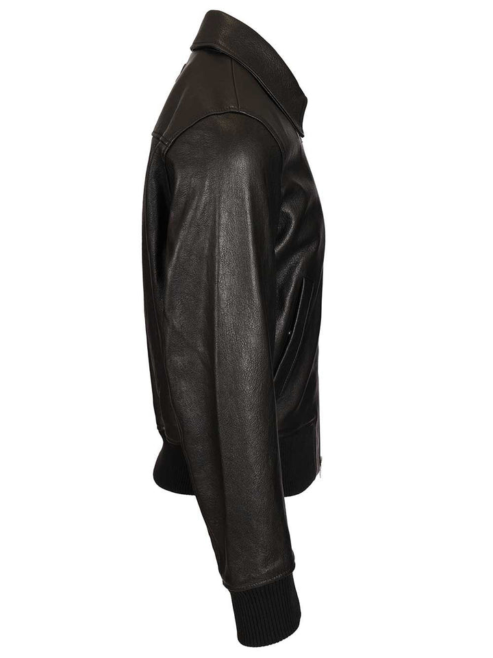 Ami Zipped Jacket Smooth Lamb Leather Jackets - Black | 482a40cd87fda6ae15b284b96cec2b76982606a2