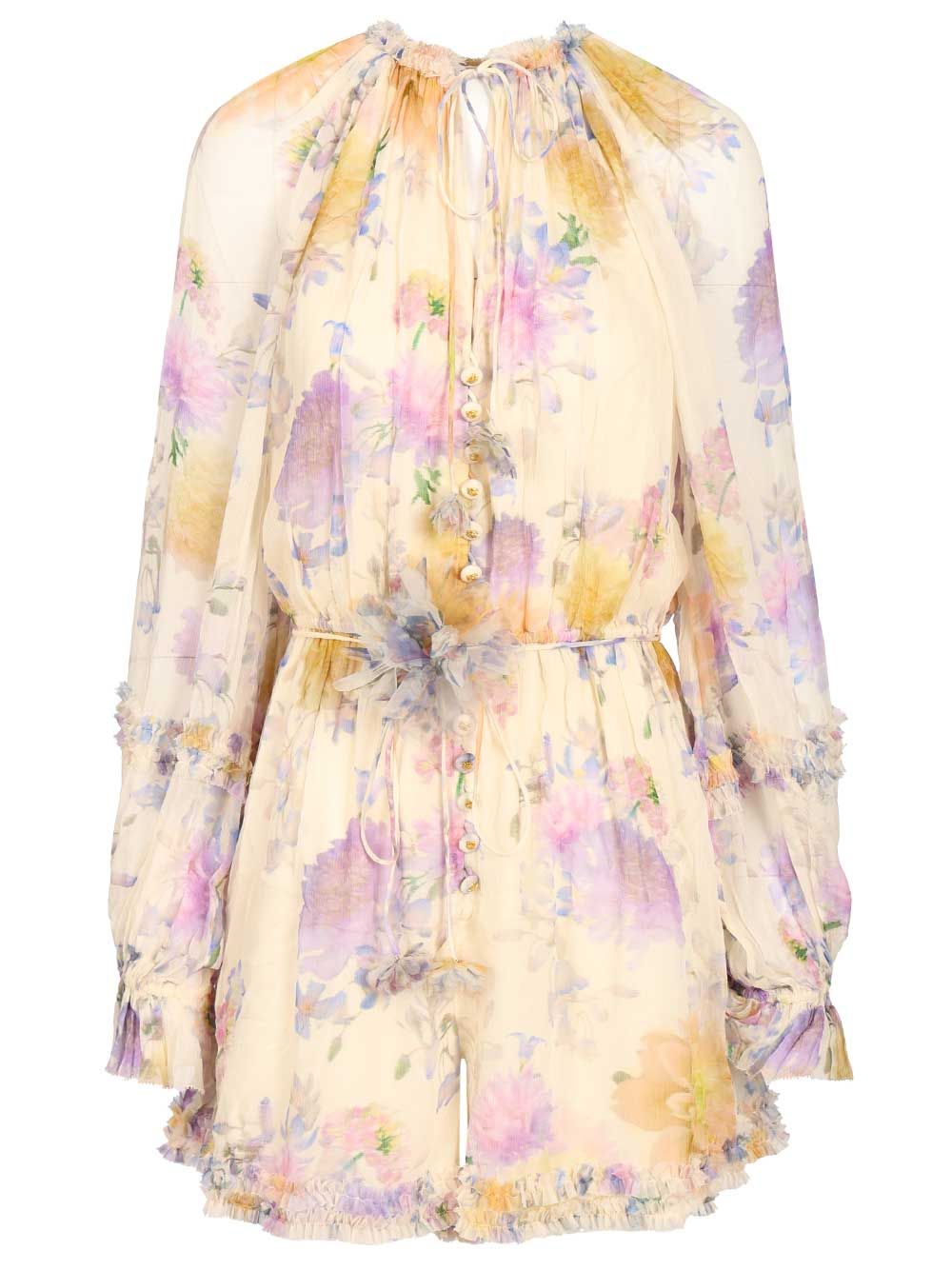 Zimmermann Luna Ruffle Playsuit Dresses - Multicolor | cf3a67878040b20b1118a867c0b11f9d53209299