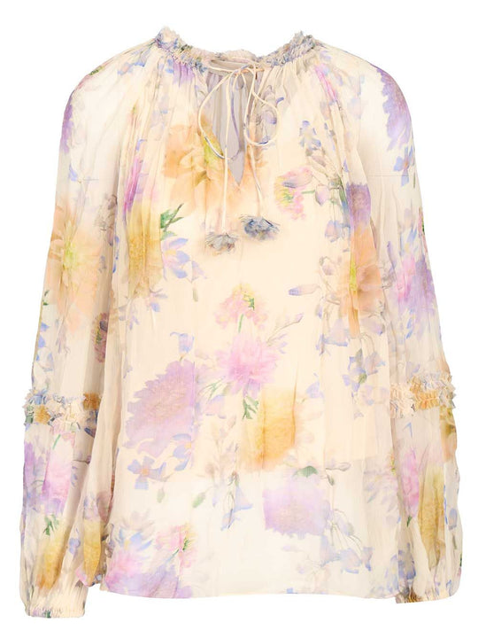 Luna Blouse With Puff Sleeves And Ruffles Shirts Multicolor
