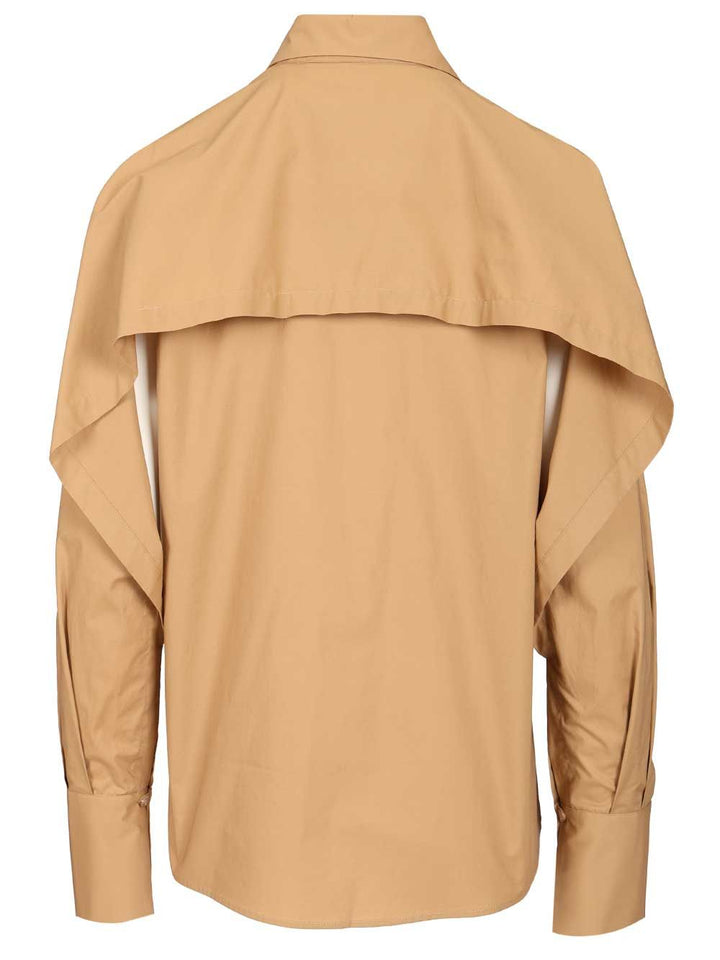 Federica Tosi Open-Sleeved Shirt Shirts - Beige | 9577765cf5e7728028213269107695db7039db46