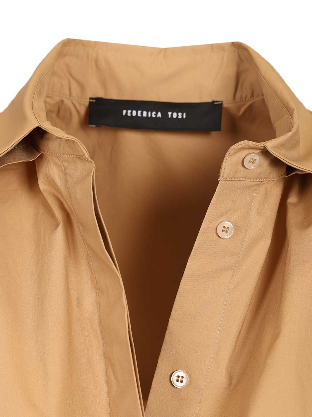 Federica Tosi Open-Sleeved Shirt Shirts - Beige | 94698693e2134b9f2ece45443517f8c98890f5be