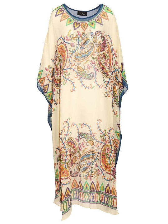 Kaftan With Paisley Print Swimwear Multicolor