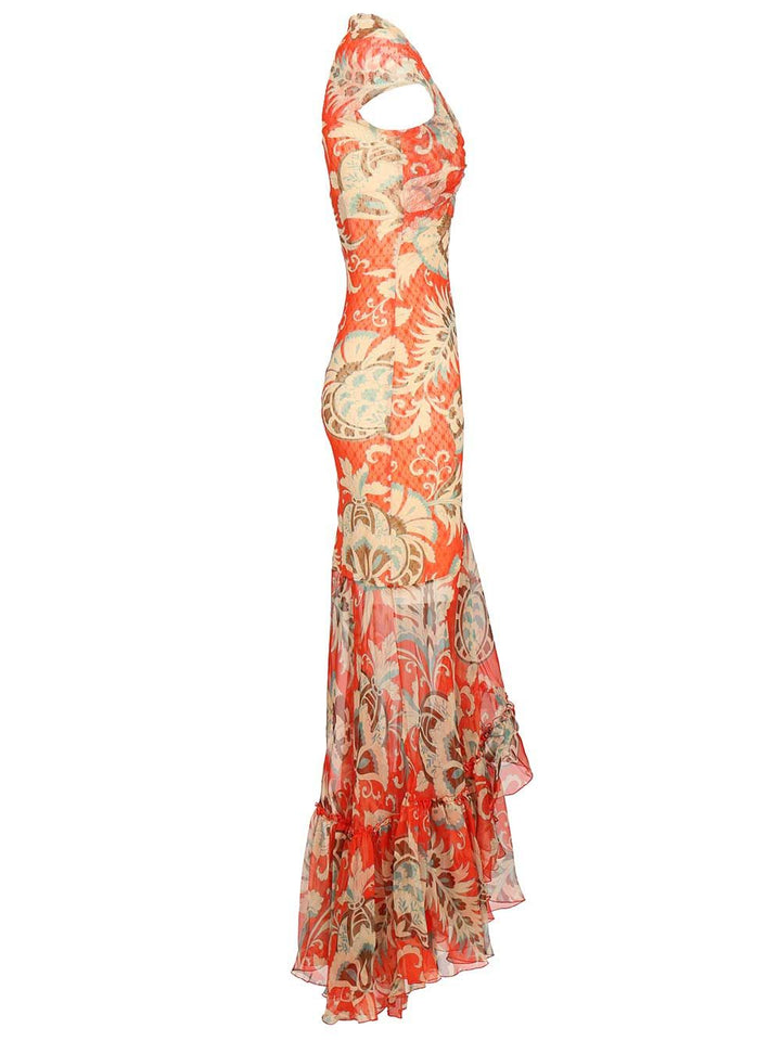 Etro Long Dress With Bardot Neckline And Print Dresses - Red | b5cd77aef97ade7cd5f5bf9924509193fe1ee3e6